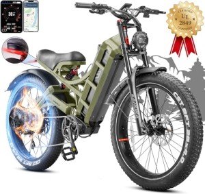eAhora Romeo Pro[2024 Newest] Peak 1600W 60A Electric Bike for Adults, 26" Fat Tire Electric Mountain Bike Full Suspension Electric Bicycles APP Control, Long Range 100-200 Miles EBike, UL Certified
