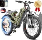 eAhora Romeo Pro[2024 Newest] Peak 1600W 60A Electric Bike for Adults, 26" Fat Tire Electric Mountain Bike Full Suspension Electric Bicycles APP Control, Long Range 100-200 Miles EBike, UL Certified