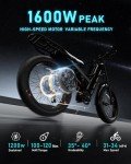 eAhora Romeo Pro[2024 Newest] Peak 1600W 60A Electric Bike for Adults, 26" Fat Tire Electric Mountain Bike Full Suspension Electric Bicycles APP Control, Long Range 100-200 Miles EBike, UL Certified