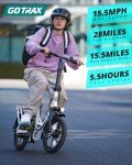 Gotrax NEPHELE 16" Folding Electric Bike, Max Range 28Miles(Pedal-assist) &15.5Mph Power by 350W Motor, Front Suspension&Adjustable Seat and Handlebar, Commuter Electric Bicycle for Adults/Teens White