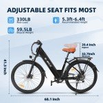 750W Ebike 26" Electric Bike Bicycle 25Mph CommuterTire Mountain Bikes Adults