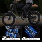 Zoonlai Electric Bike for Adults 1000W 20 inch Fat Tire 48V 15AH 7 Speed Ebike