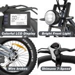 20" Electric Bike 750W 48V 14Ah Motor Cycle Dual Suspension Fat Tire Adult Ebike