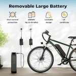 Jasion EB5 Plus Electric Bike, 480 WH Removeable Battery, 750W Peak Motor Electric Mountain Bike, 20MPH Ebike for Adults with Front Fork Suspension