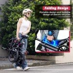 Windone S14 Electric Bike for Adults, Max 19MPH Speed & 28 Miles Range (PAS), 500W Peak Motor and Lightweight & Portable, Dual Shock Absorbers Electric Bicycle, 14" Foldable ebike for Adults and Teens