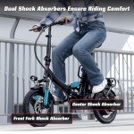 Windone S14 Electric Bike for Adults, Max 19MPH Speed & 28 Miles Range (PAS), 500W Peak Motor and Lightweight & Portable, Dual Shock Absorbers Electric Bicycle, 14" Foldable ebike for Adults and Teens