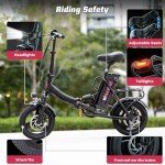Windone S14 Electric Bike for Adults, Max 19MPH Speed & 28 Miles Range (PAS), 500W Peak Motor and Lightweight & Portable, Dual Shock Absorbers Electric Bicycle, 14" Foldable ebike for Adults and Teens