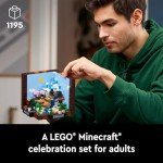 LEGO Minecraft The Crafting Table, Collectible Video Game Building Set with Minecraft Figures, Mobs and Biomes, 15 Year Anniversary Model, Build and Display Minecraft Gift for Adults, 21265