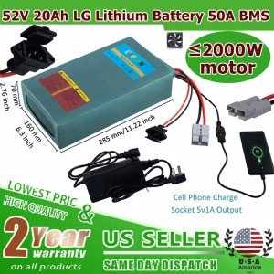 52V 20Ah ebike Battery Li-ion LG Cell 200W-2000W Electric Bicycles Motor 50A BMS