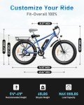 AMYET EB26 Electric Bike for Adults Peak 1500W Electric Bicycle 48V 15AH (720WH) Battery Electric Bike 26" Fat Tire Mountain 32mph 7 Speed Gears Dual Shock Absorber Electric Bike (Blue)