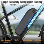 Funhang Electric Bike for Adults, Peak 1000W Ebike, 25MPH 60Miles Electric Mountain Bike, 26" Fat Tire Adult Electric Bicycle with 48V 13AH Battery, Rear Rack, 7 Speed, Front Suspension, Turn Signal