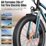 Funhang Electric Bike for Adults, Peak 1000W Ebike, 25MPH 60Miles Electric Mountain Bike, 26" Fat Tire Adult Electric Bicycle with 48V 13AH Battery, Rear Rack, 7 Speed, Front Suspension, Turn Signal