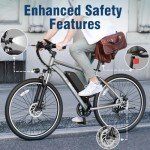 Jasion 750 W Peak Motor Electric Bike for Adults, 480 WH Removable Battery, Up to 20 MPH & 45 Miles, E Bike Bicycles for Commuting and Travel 27.5 Inch Tires