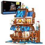 JMBricklayer Medieval Fishing Shop Building Sets for Adults, LED Lighting Kit Creative Fishing Gear Store Castle House Model Toy, Collectible or Home Display, Ideas Gifts for Boys Girls 41107