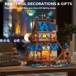 JMBricklayer Medieval Fishing Shop Building Sets for Adults, LED Lighting Kit Creative Fishing Gear Store Castle House Model Toy, Collectible or Home Display, Ideas Gifts for Boys Girls 41107