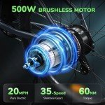 26inch Electric Bike Adults 500W 48V Mountain City E-Bike W/ Smart LCD Commuter