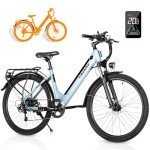 VICTRIP Seeker S Electric Bike for Adults 350W(Peak 540W) 26 inch Electric Bicycle Step Thru Ebike, with 36V/9Ah Battery, 20MPH, 7-Speed Gears and Front Suspension, UL 2849 Certified E-Bikes