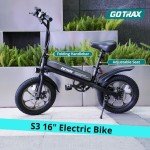 Gotrax S3 16" Electric Bike, Max Range 25Miles(Pedal-Assist)&Max Speed 20Mph, 500W Folding E-Bike with 280.8Wh Battery, Adjustable Seat&Dual Fenders, Commuter Electric Bicycle for Adults/Teens Black