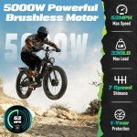 EcoE 5000W Dual Motor Electric Bike for Adults 50MPH with 60V 32AH Battery, 26x4 Fat Tire All Terrain Ebikes, Full Suspension E Bike, SHM 7-Speed Gear Electric Bicycle