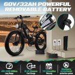 EcoE 5000W Dual Motor Electric Bike for Adults 50MPH with 60V 32AH Battery, 26x4 Fat Tire All Terrain Ebikes, Full Suspension E Bike, SHM 7-Speed Gear Electric Bicycle