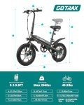 Gotrax S3 16" Electric Bike, Max Range 25Miles(Pedal-Assist)&Max Speed 20Mph, 500W Folding E-Bike with 280.8Wh Battery, Adjustable Seat&Dual Fenders, Commuter Electric Bicycle for Adults/Teens Black