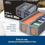 BCW Collectible Card Bin - Holds up to 1600 Cards - 2 Pack Gray | Large Card Storage Box for Loose Trading Cards | Pokemon, MTG, and Sports Card Storage Boxes | Plastic Sorting Card Box