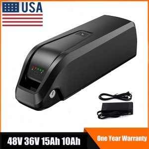 Ebike Battery 48V 36V 15Ah 10Ah 200W-1500W Electric BIKE Lithium Battery Black
