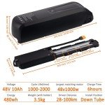 Ebike Battery 48V 36V 15Ah 10Ah 200W-1500W Electric BIKE Lithium Battery Black