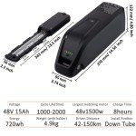 Ebike Battery 48V 36V 15Ah 10Ah 200W-1500W Electric BIKE Lithium Battery Black