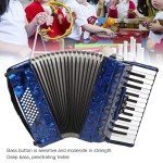 Focket Accordion, 26 Key 48 Bass Celluloid Piano Accordion with Straps, Professional International Standard ABS Piano Keyboard Musical Instrument for Stage Performance
