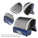 Focket Accordion, 26 Key 48 Bass Celluloid Piano Accordion with Straps, Professional International Standard ABS Piano Keyboard Musical Instrument for Stage Performance