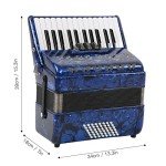 Focket Accordion, 26 Key 48 Bass Celluloid Piano Accordion with Straps, Professional International Standard ABS Piano Keyboard Musical Instrument for Stage Performance