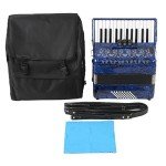 Focket Accordion, 26 Key 48 Bass Celluloid Piano Accordion with Straps, Professional International Standard ABS Piano Keyboard Musical Instrument for Stage Performance