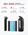 AMYET V9-G60 Peak 1500W Ebike, 48V 20Ah(960WH) Removable Battery, 72Miles &32MPH,20" Fat Tire Dirt Bike,7 Speed Gears,Dual Shock Absorber, Adults Electric Bike for Mountains, Snow, Sand, Road(Black)