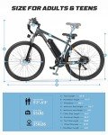 Qlife Racer Electric Bike for Adults - 21-Speed Mountain Ebike with Peak 1000W 28MPH Brushless Motor, 48V10.4Ah Removable Battery, 27.5X2.1 Tire Step Over E-MTB, Up to 50 Miles, E Bikes Black