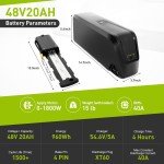 52V 48V 36V 10Ah 15AH 20Ah Ebike Battery for 100W-2000W Electric Bicycle Lithium