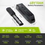 52V 48V 36V 10Ah 15AH 20Ah Ebike Battery for 100W-2000W Electric Bicycle Lithium