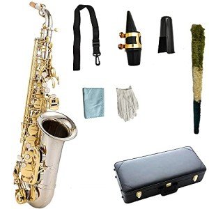 Sax Alto EB Tone Saxophone Silver Plated Key Sax Professional Musical Instrument with Mouthpiece Case Gloves Sax Instruments