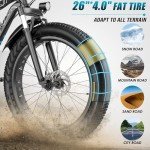 Vivi Electric Bike 26" x 4.0 Fat Tire Electric Bicycle, Peak 1000W Electric Mountain Bike, 48V 13AH Lithium-Ion Battery, 25MPH, Up to 60 Miles