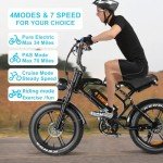 Tamobyke V20 4.0 Electric Bike,1500W Max Motor/48V 15ah Removable Battery E-Bike, 20'' Fat Tire Electric Bike, 28-30mph Max Speed, Color Display, Throttle & Pedal Assist. UL Certified.