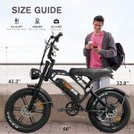 Tamobyke V20 4.0 Electric Bike,1500W Max Motor/48V 15ah Removable Battery E-Bike, 20'' Fat Tire Electric Bike, 28-30mph Max Speed, Color Display, Throttle & Pedal Assist. UL Certified.