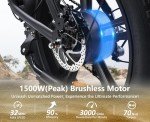 HAPPYRUN 1500W Moped Style Electric Bike | Adult eBikes - 48V 18Ah Removable Battery | 60+ Mile | 32MPH Top Speed - All Terrain Fat Tire Electric Bike for Mountains, Snow, Sand, Road