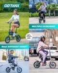 Gotrax Nano 14" Folding Electric Bike, Max Range 25Miles(Pedal-Assist) & Max Speed 15.5Mph, Power by 350W Motor, Adjustable Seat & Dual Fenders, Commuter Electric Bicycle for Adults/Teens White