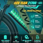 Vivi ACE01 Electric Bike for Adults, 26" x 4.0 Fat Tire Ebike, 1475W Peak Motor Torque Sensor Electric Mountain Bike, 25MPH Electric Bicycle with 48V 15AH Battery, 7 Speed, Hydraulic Brake, UL 2849