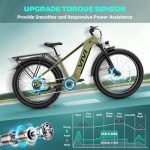 Vivi ACE01 Electric Bike for Adults, 26" x 4.0 Fat Tire Ebike, 1475W Peak Motor Torque Sensor Electric Mountain Bike, 25MPH Electric Bicycle with 48V 15AH Battery, 7 Speed, Hydraulic Brake, UL 2849