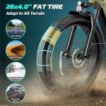 Vivi ACE01 Electric Bike for Adults, 26" x 4.0 Fat Tire Ebike, 1475W Peak Motor Torque Sensor Electric Mountain Bike, 25MPH Electric Bicycle with 48V 15AH Battery, 7 Speed, Hydraulic Brake, UL 2849