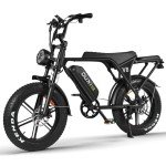 OUXI V8 Electric Bike Adults, Electric Mountain Bike with 750W Motor 48V 15Ah Removable Larger Battery 31MPH 20'' Fat Tire E Bike Shi-Mano 7-Speed Adult Electric Bicycles (Black)