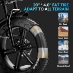 OUXI V8 Electric Bike Adults, Electric Mountain Bike with 750W Motor 48V 15Ah Removable Larger Battery 31MPH 20'' Fat Tire E Bike Shi-Mano 7-Speed Adult Electric Bicycles (Black)