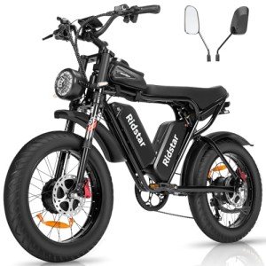 Ridstar Dual Motor Electric Bike for Adults 2000W 52V 40Ah Batteries Dirt Bike, 37MPH and 180 Miles, 20" Fat Tires, Full Suspension, Shimano 7 Speed E-Bike, Bicicleta electrica para adultos
