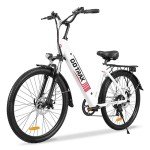 Gotrax Endura 26" Electric Bike with 28 Miles (Pedal-assist1) by 36V Battery, 15.5Mph Power by 250W, 3 Pedal-Assist Levels & Adjustable Seat, 7-Speed & Front Shock Absorber for Adult Bicycle White